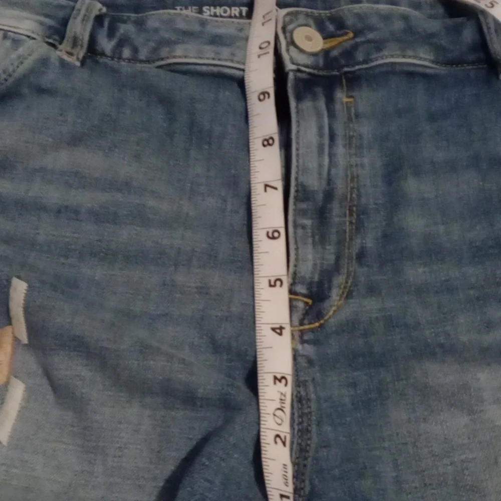 Yessica The Short Distressed Embellished Denim Bermuda Shorts Size 36